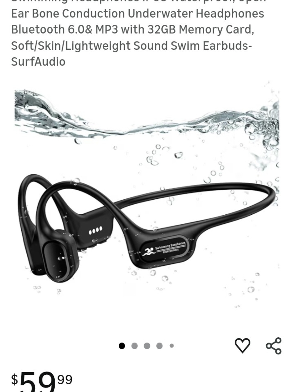 Waterproof Bone Conduction Swim Headphones
